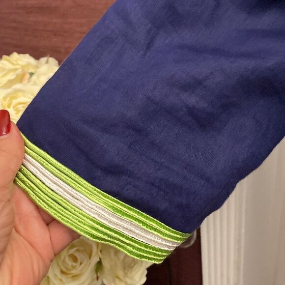 Calypso St. Barth linen Navy Dress with Lime Accents, S - Picture 4 of 9